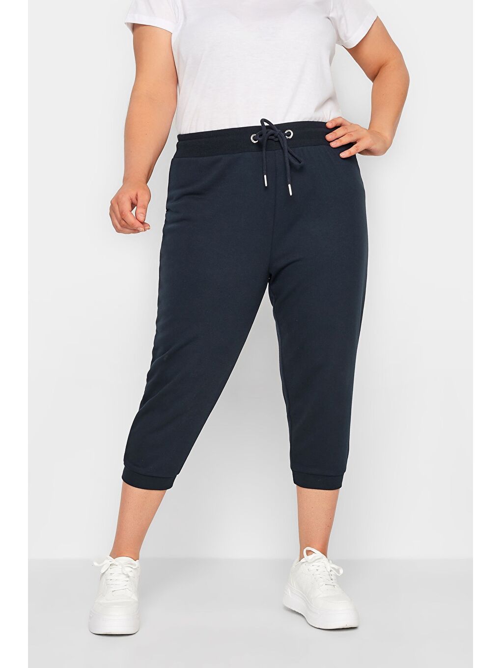 Lacivert Büyük Beden Beli Ve Paçası Lastikli Dar Paça Jogger Pantolon 144834-1