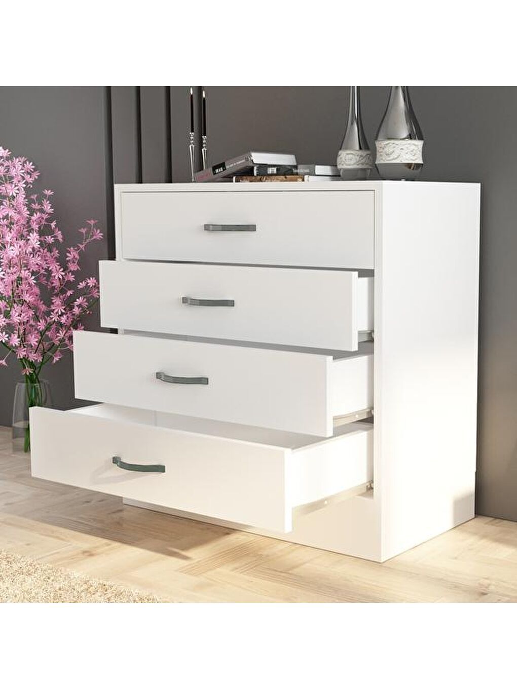 Eco Room Amor 4 Çekmeceli Şifonyer - Beyaz - 86 cm - 1