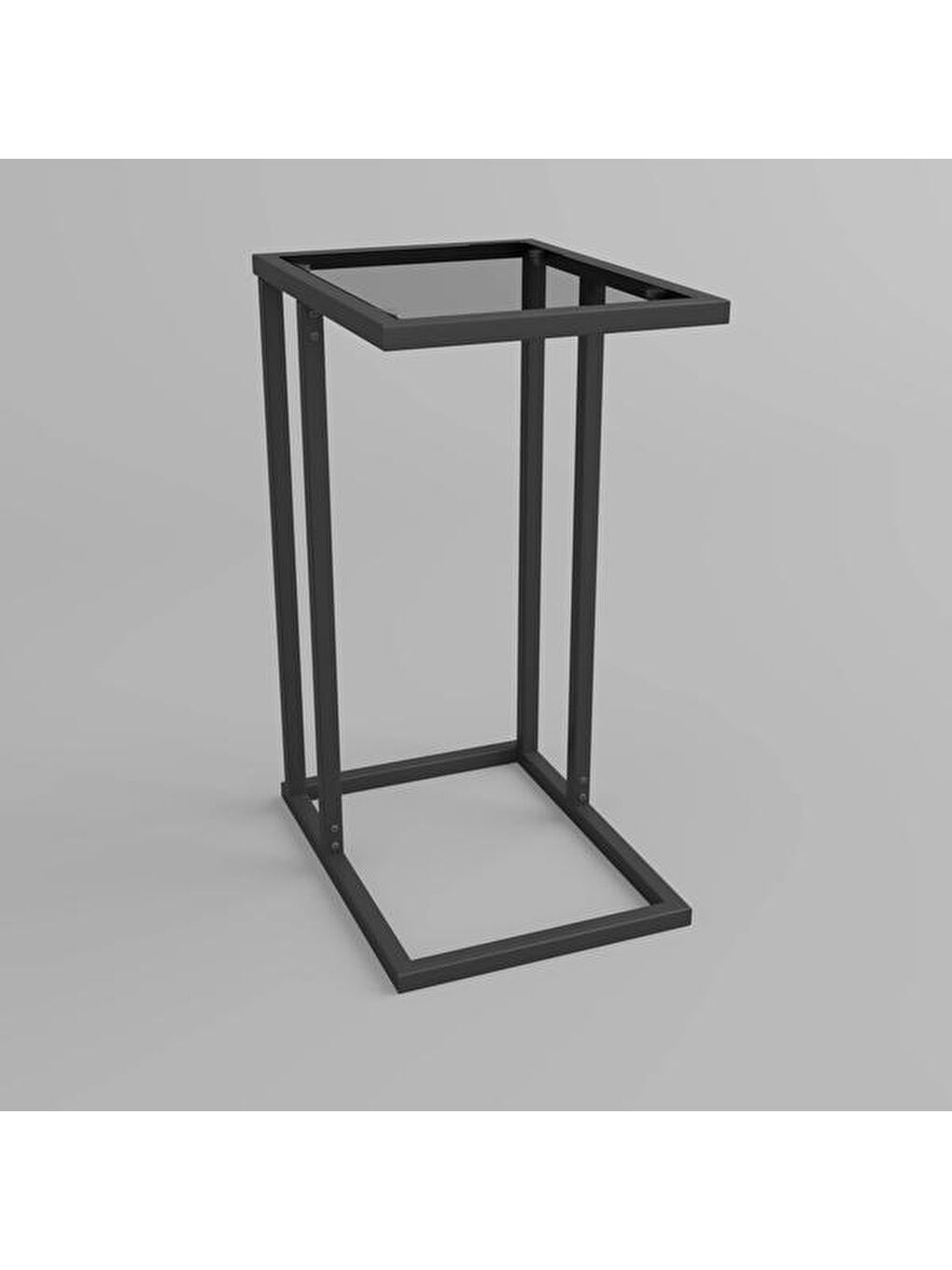 Füme Camlı C Sehpa - Siyah / Füme - 60 cm-3