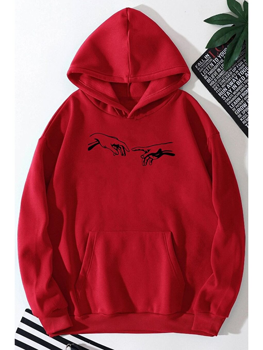 uyguntarz Kırmızı Unisex Michelangelo Baskılı Sweatshirt