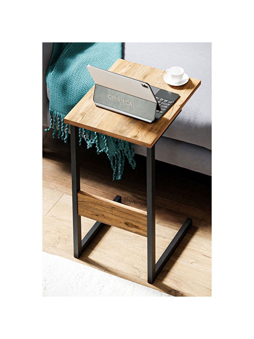 Kahverengi C Sehpa - Atlantik Çam / Siyah - 67x46x36 cm-1