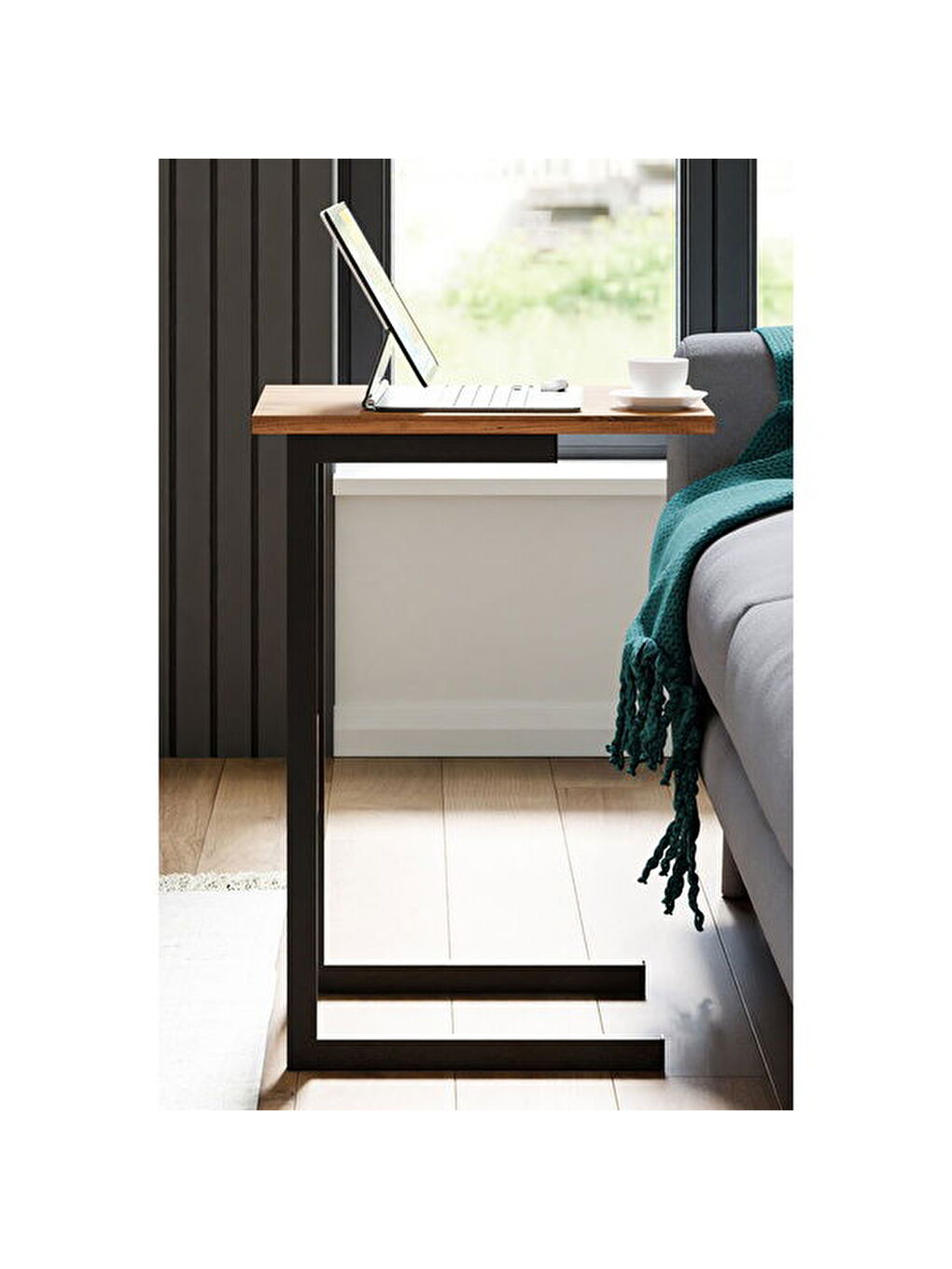 Kahverengi C Sehpa - Atlantik Çam / Siyah - 67x46x36 cm-2