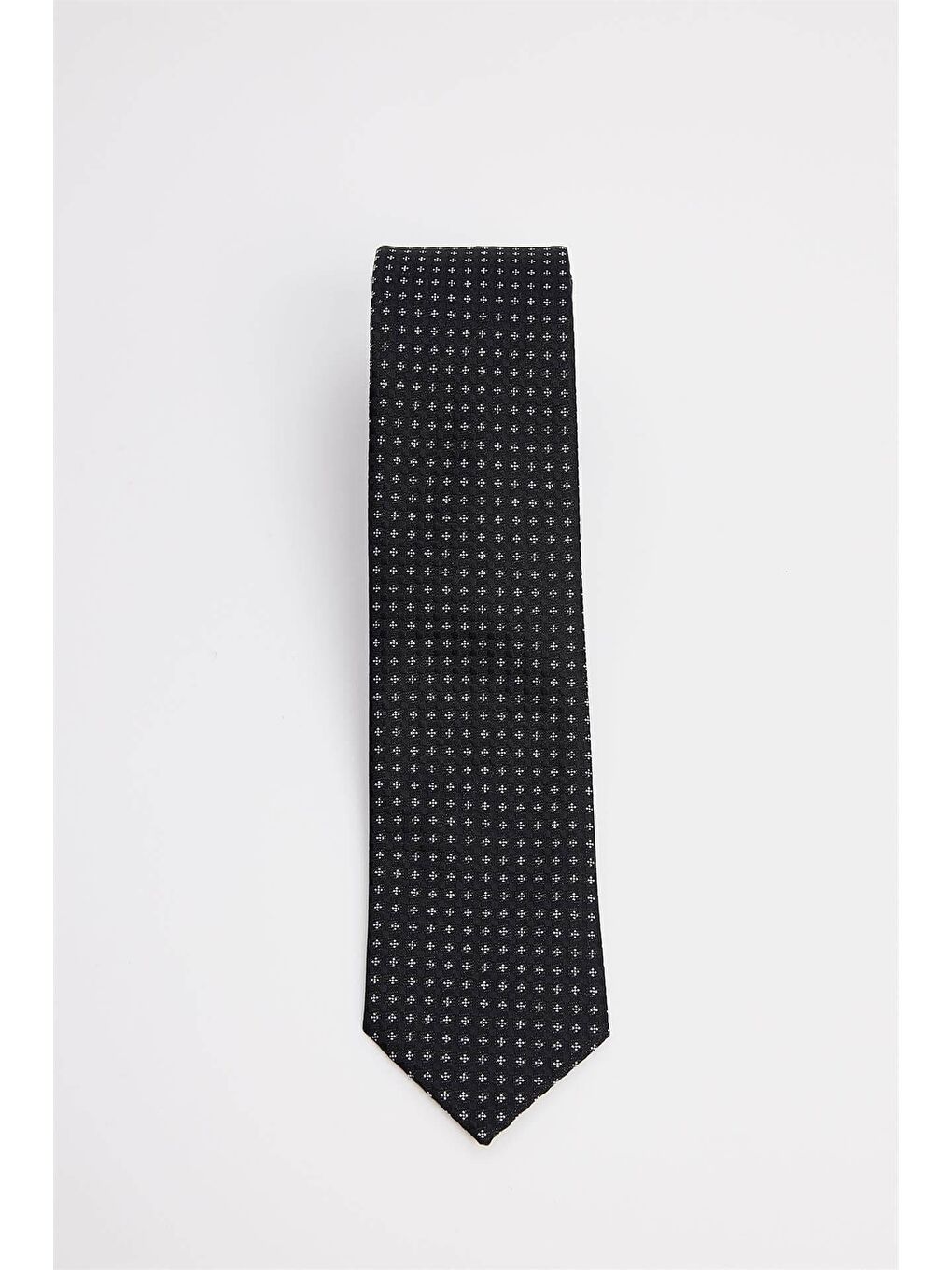 Siyah Klasik Cep Mendilli Desenli Kravat