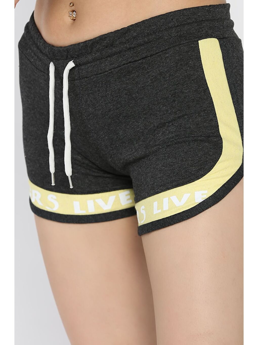 Antrasit Biyeli Kadın Mini Şort-3