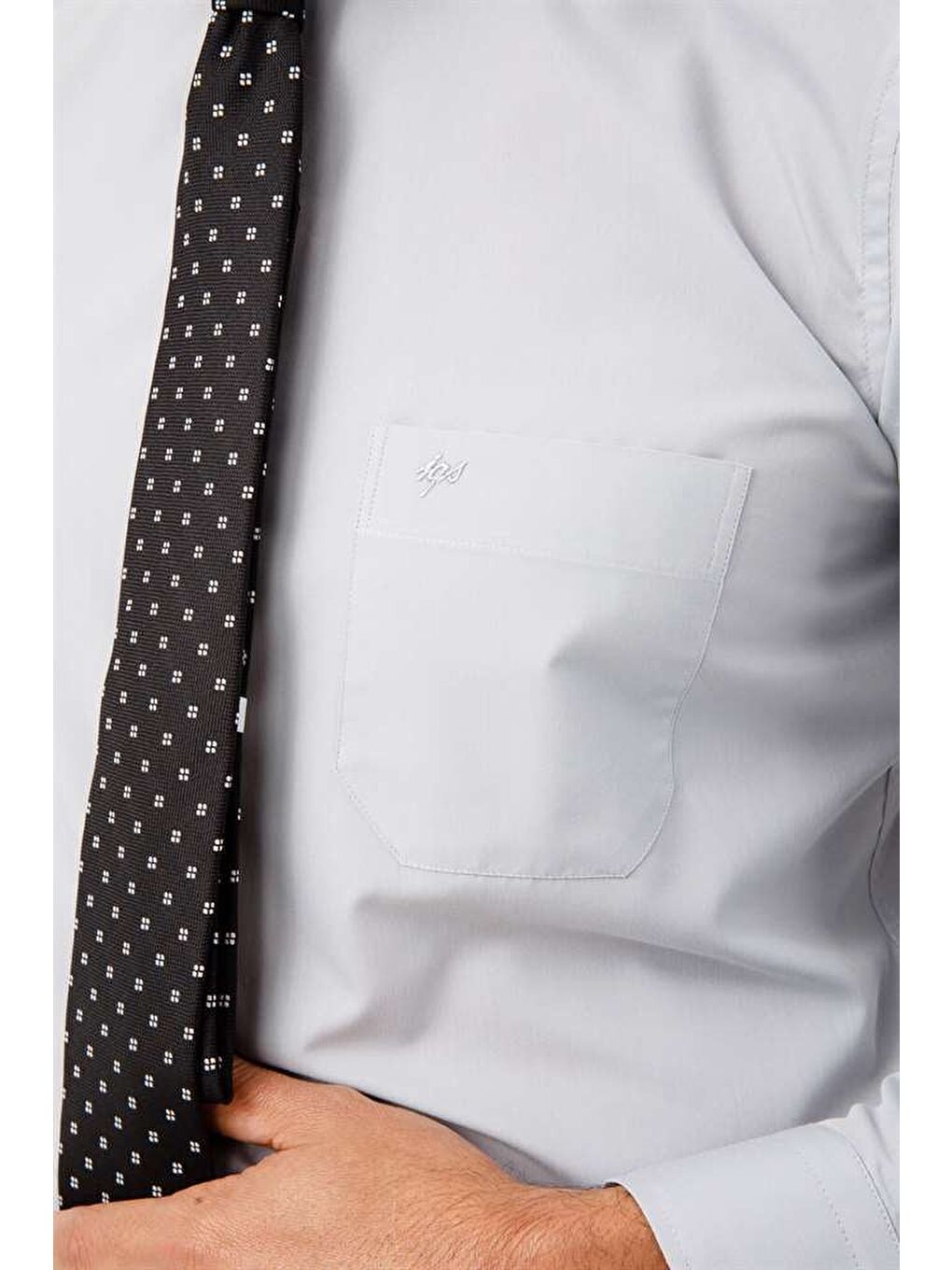 Açık Gri Regular Fit Klasik Yaka Düz Uzun Kollu Cepli Kolay Ütülenir Gömlek-2