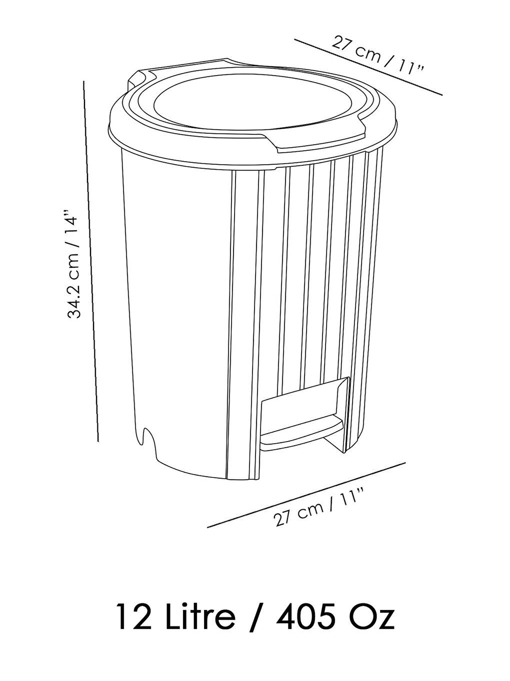 Beyaz 12 Litre Bas Aç Kapaklı Çöp Kovası-4