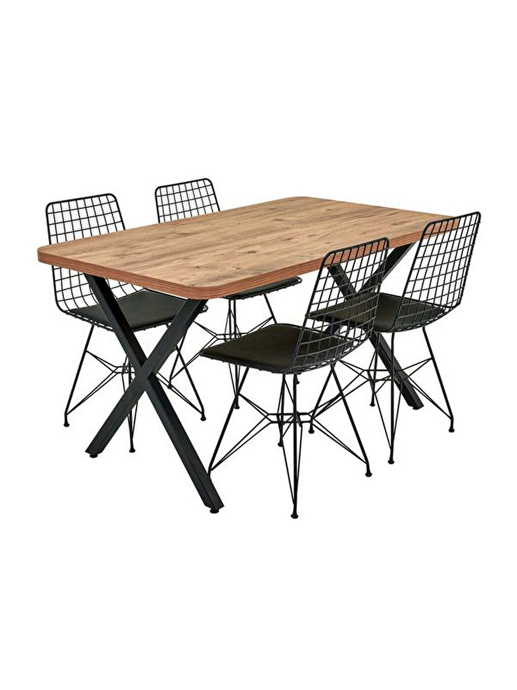 Kahverengi Modern Çarpı Ayak Dikdörtgen Masa - Atlantik Çam-6