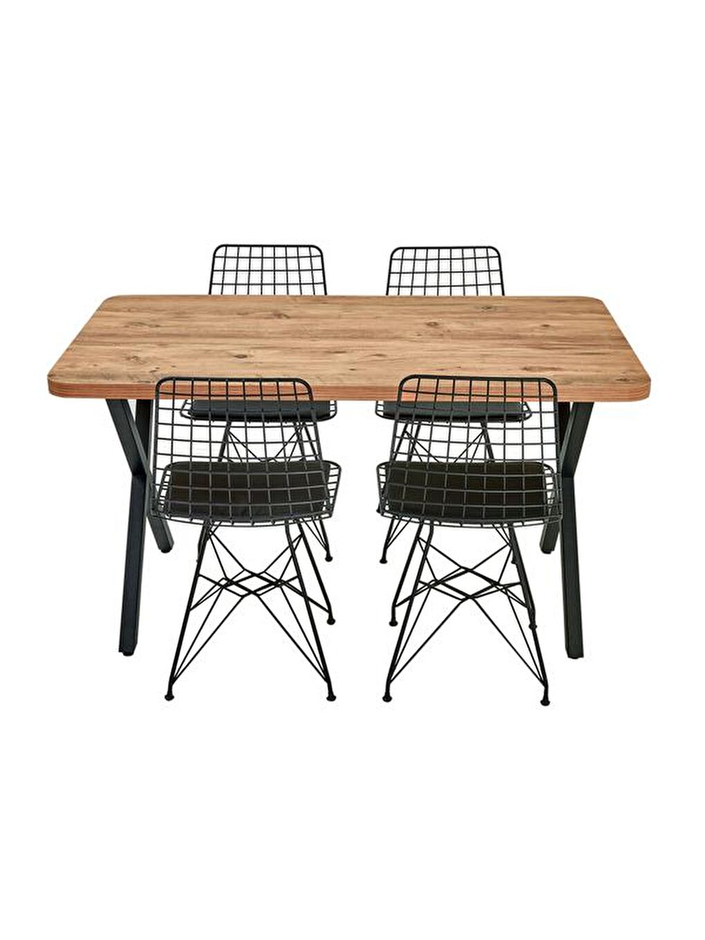 Kahverengi Modern Çarpı Ayak Dikdörtgen Masa - Atlantik Çam-7