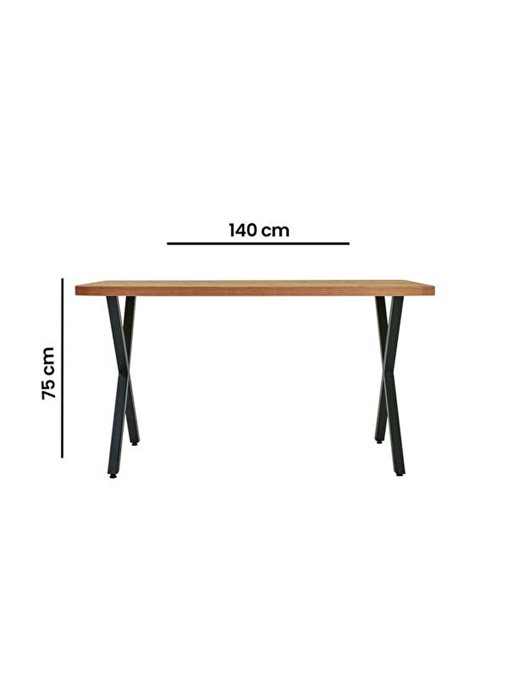 Kahverengi Modern Çarpı Ayak Dikdörtgen Masa - Atlantik Çam-8