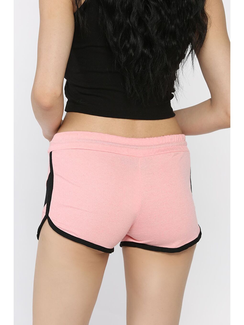 Pembe Biyeli Kadın Baskılı Mini Şort-2