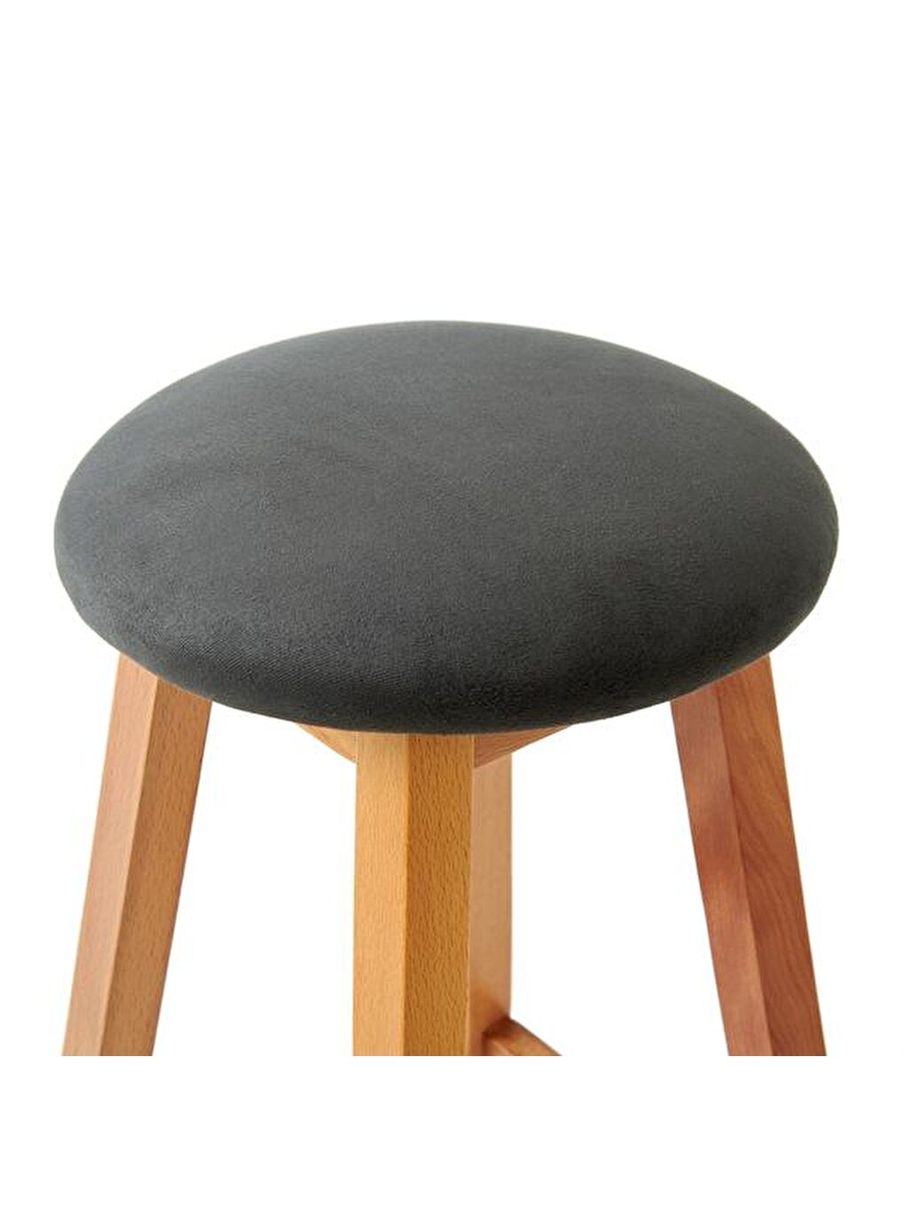 Kahverengi Yuvarlak Masif Tabure - Natürel / Antrasit-3