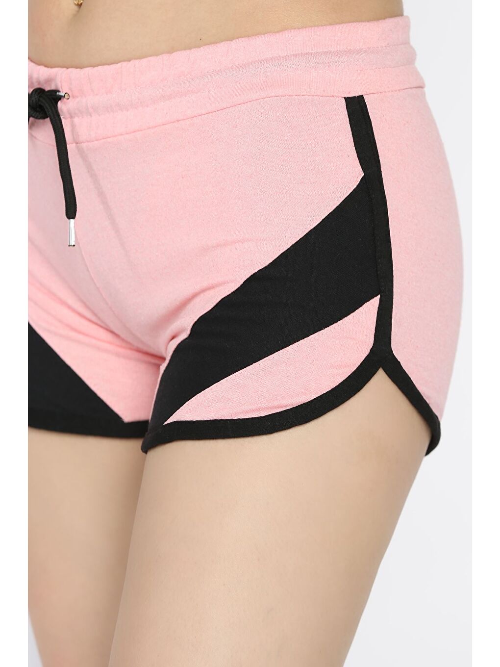 Pembe Biyeli Kadın Baskılı Mini Şort-3