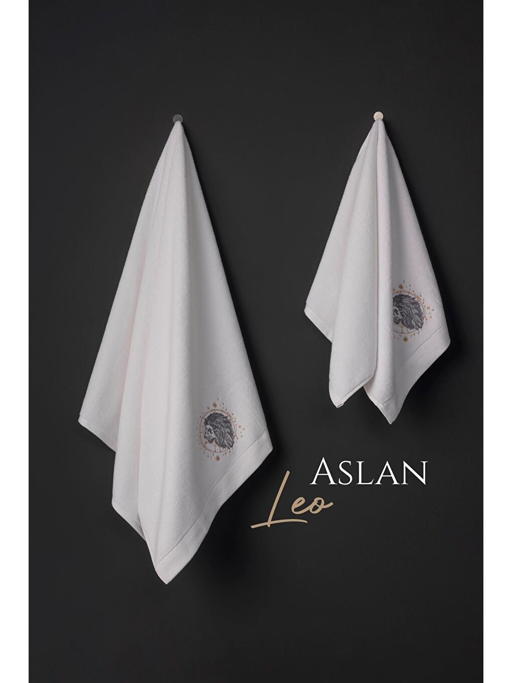 Beyaz %100 Microcotton Üst Kalite Havlu Seti Burç Nakışlı