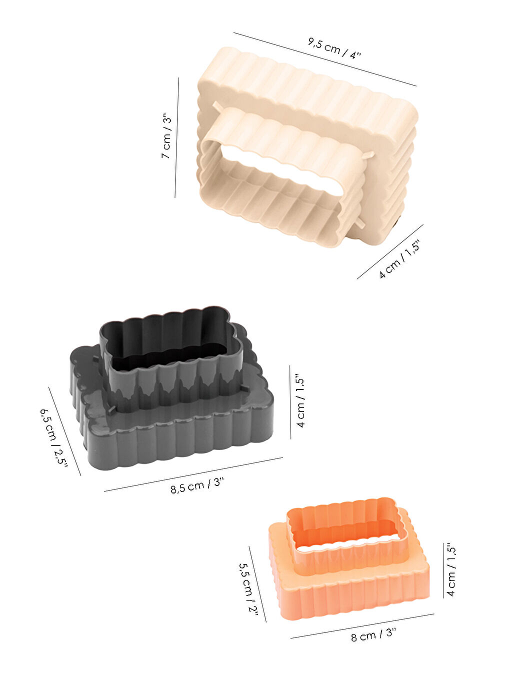 Karışık 3'lü Dikdörtgen Kurabiye Kalıbı-4