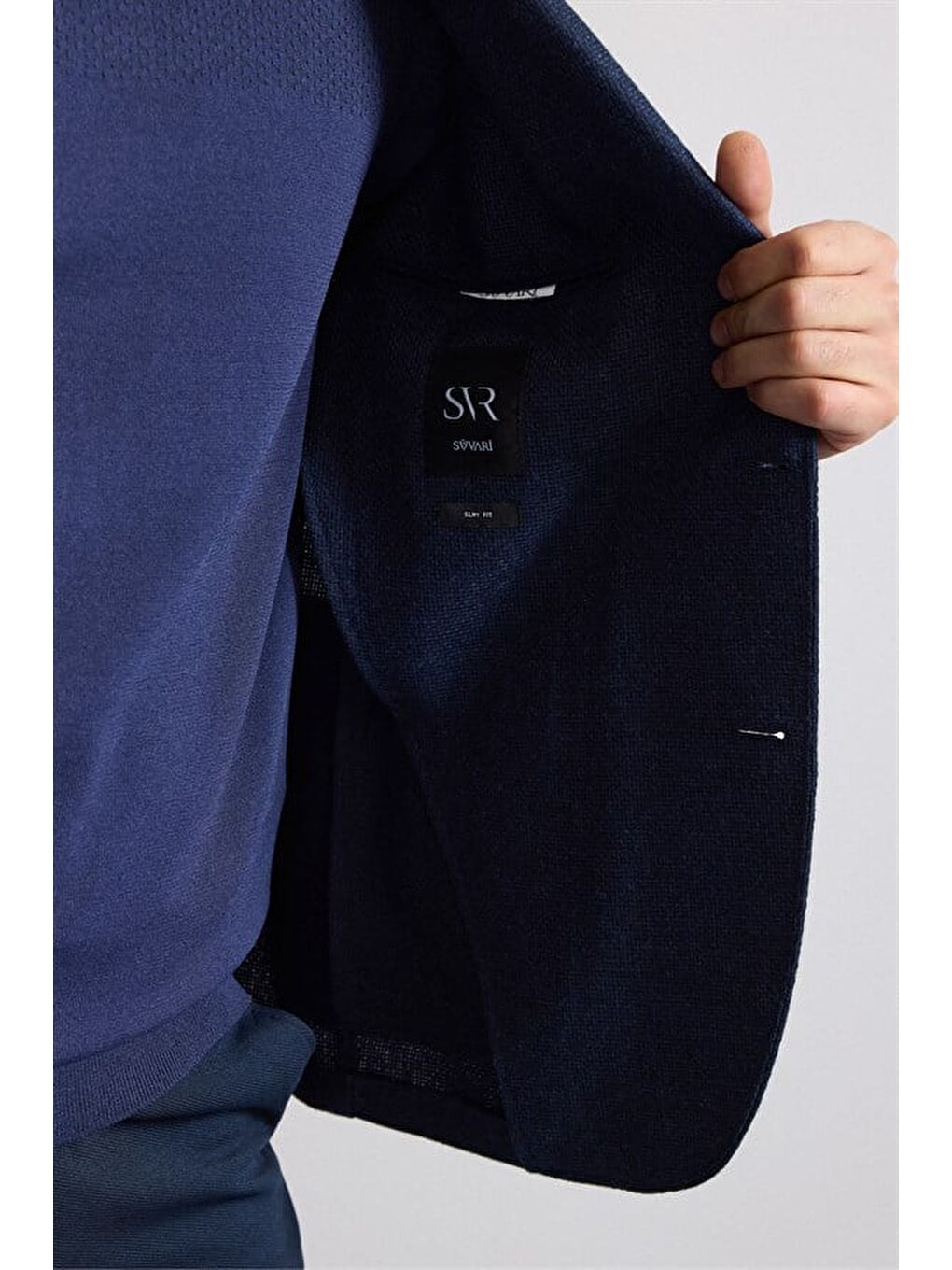 Lacivert Slim Mono Yaka Torba Cep 6 Drop Klasik Ceket-5