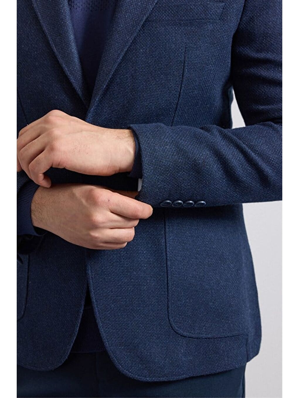 Lacivert Slim Mono Yaka Torba Cep 6 Drop Klasik Ceket-6