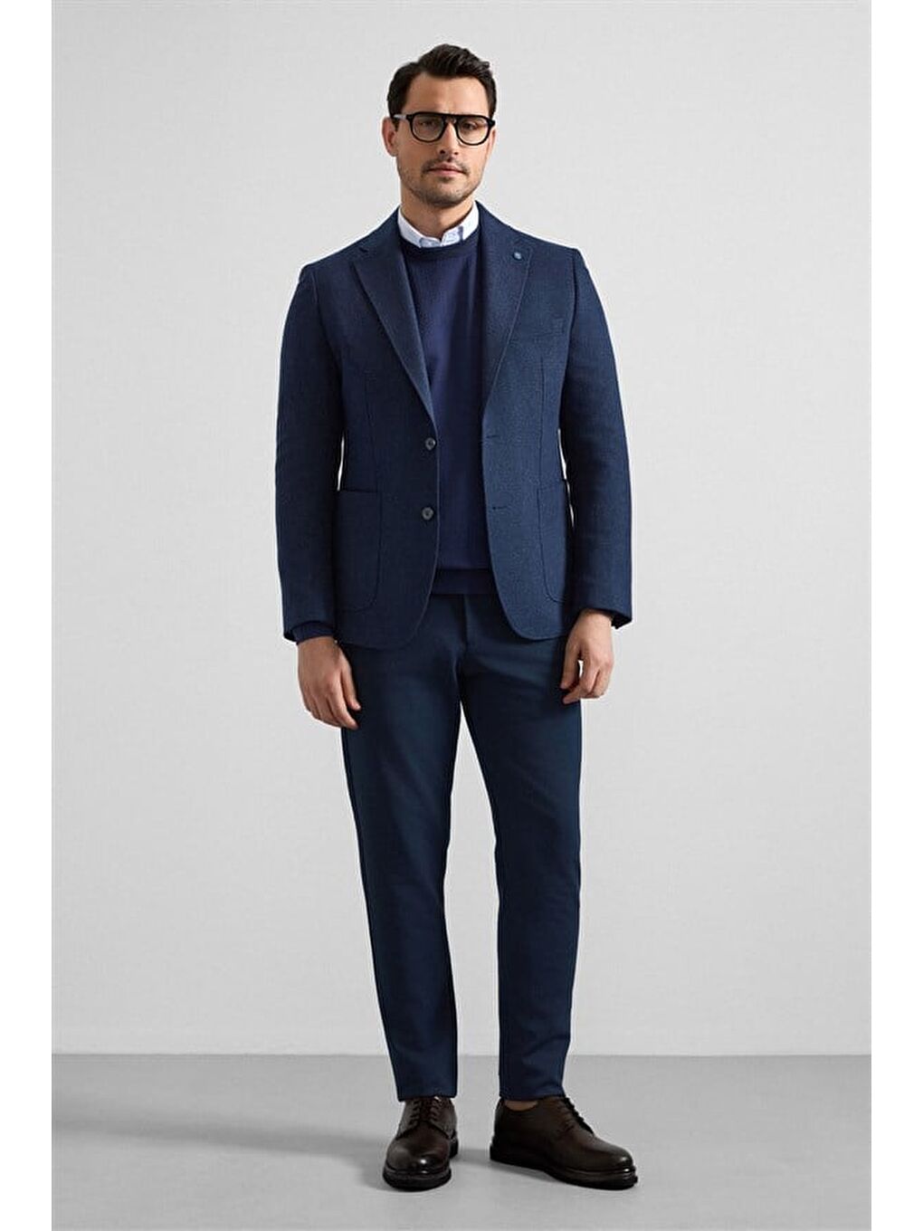 Lacivert Slim Mono Yaka Torba Cep 6 Drop Klasik Ceket-7