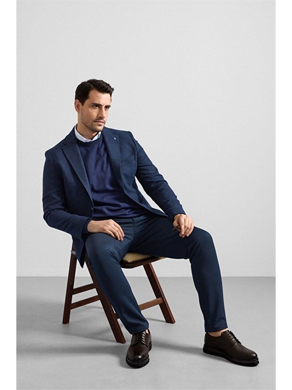 Lacivert Slim Mono Yaka Torba Cep 6 Drop Klasik Ceket-10
