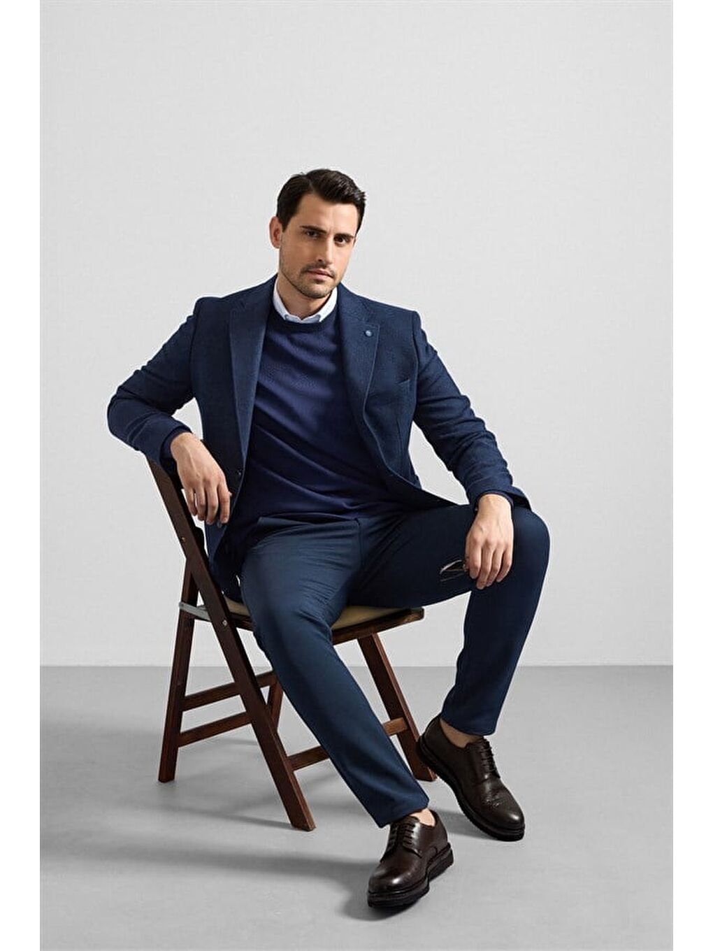 Lacivert Slim Mono Yaka Torba Cep 6 Drop Klasik Ceket-11