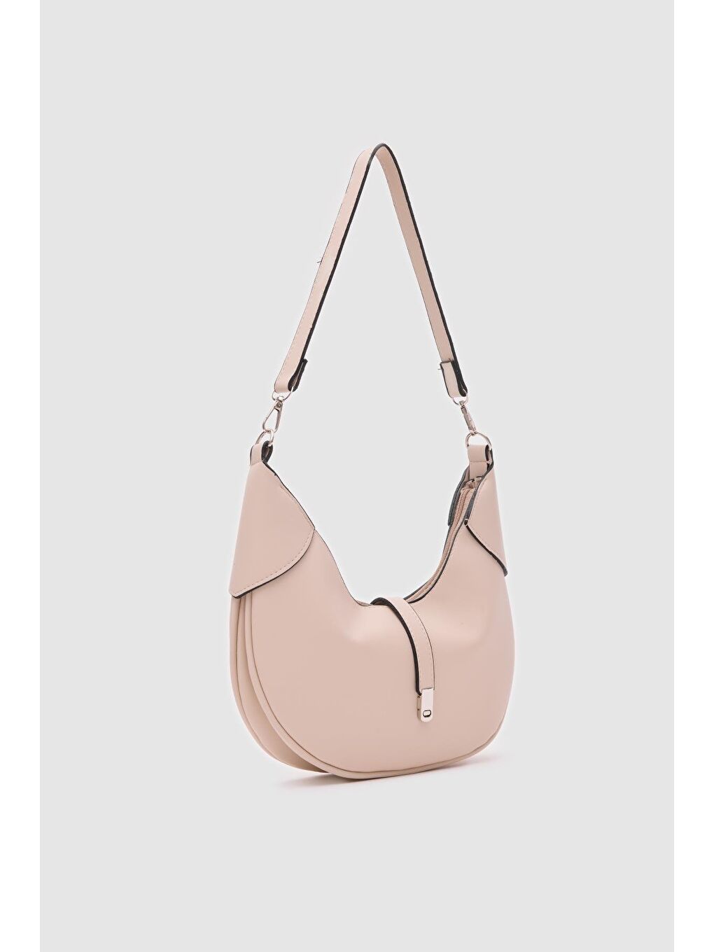 Ekru Suzu Oval Baget Çanta Krem-2