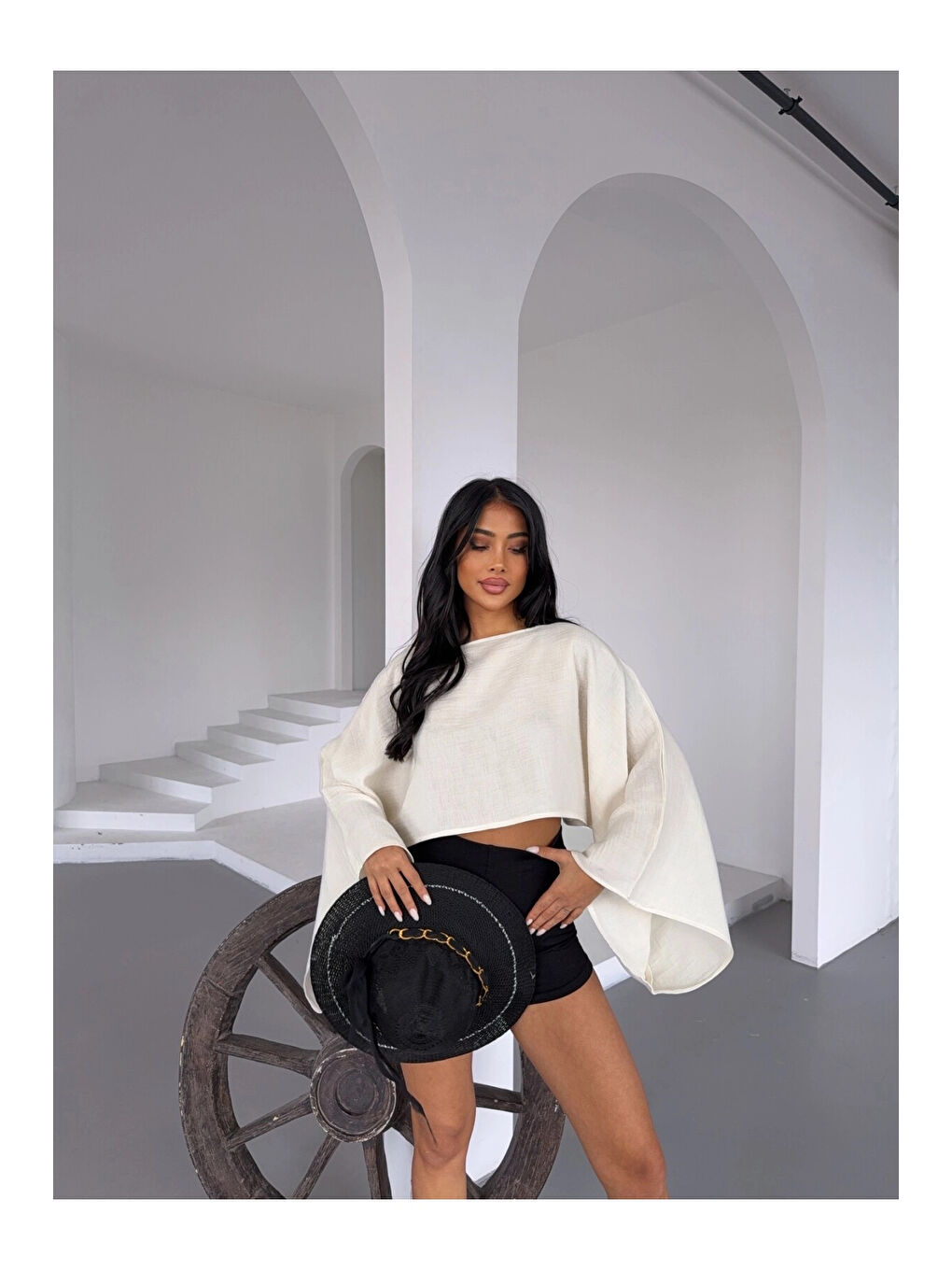 Ekru Kadın Açık Krem Panço Model Müslin Bluz HZL25S-DSB16161-2