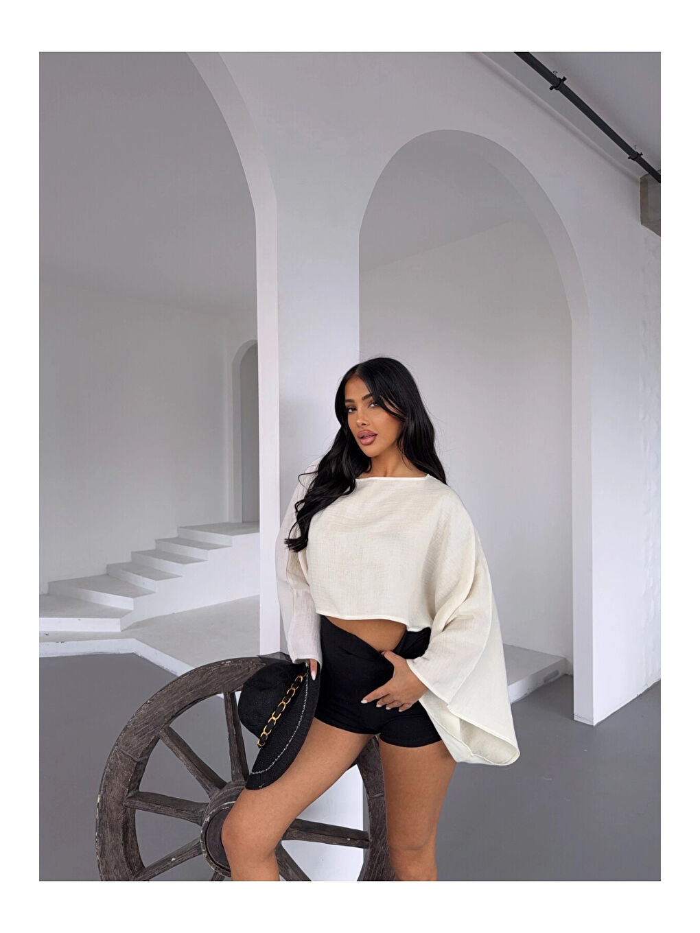 Ekru Kadın Açık Krem Panço Model Müslin Bluz HZL25S-DSB16161-3