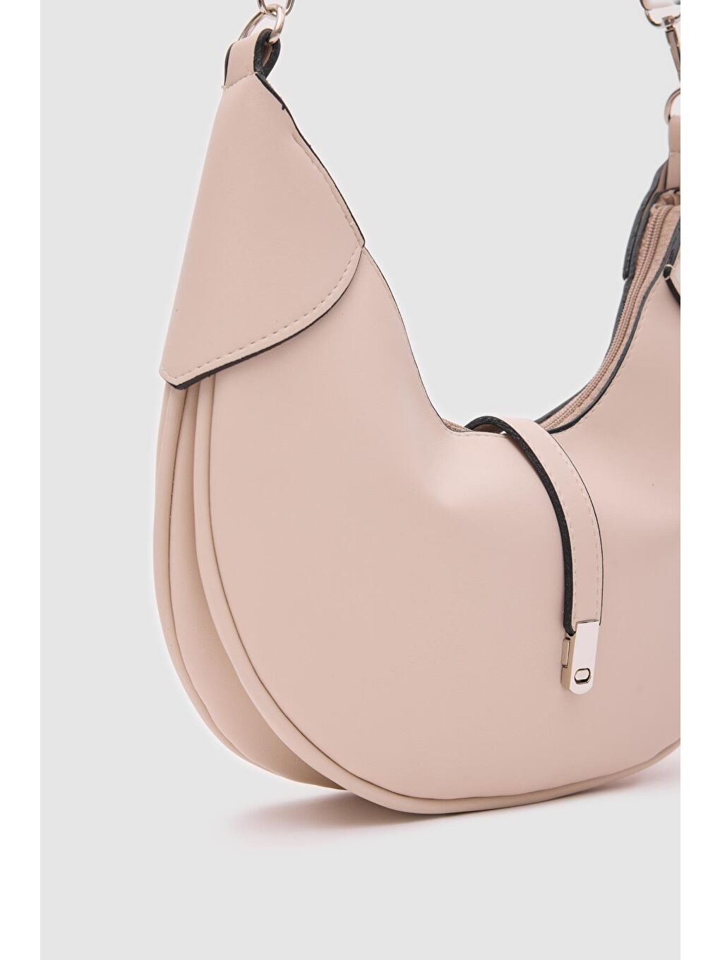 Ekru Suzu Oval Baget Çanta Krem-3