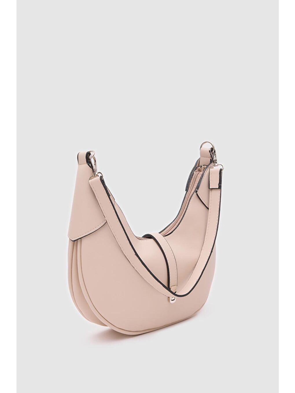 Ekru Suzu Oval Baget Çanta Krem-4