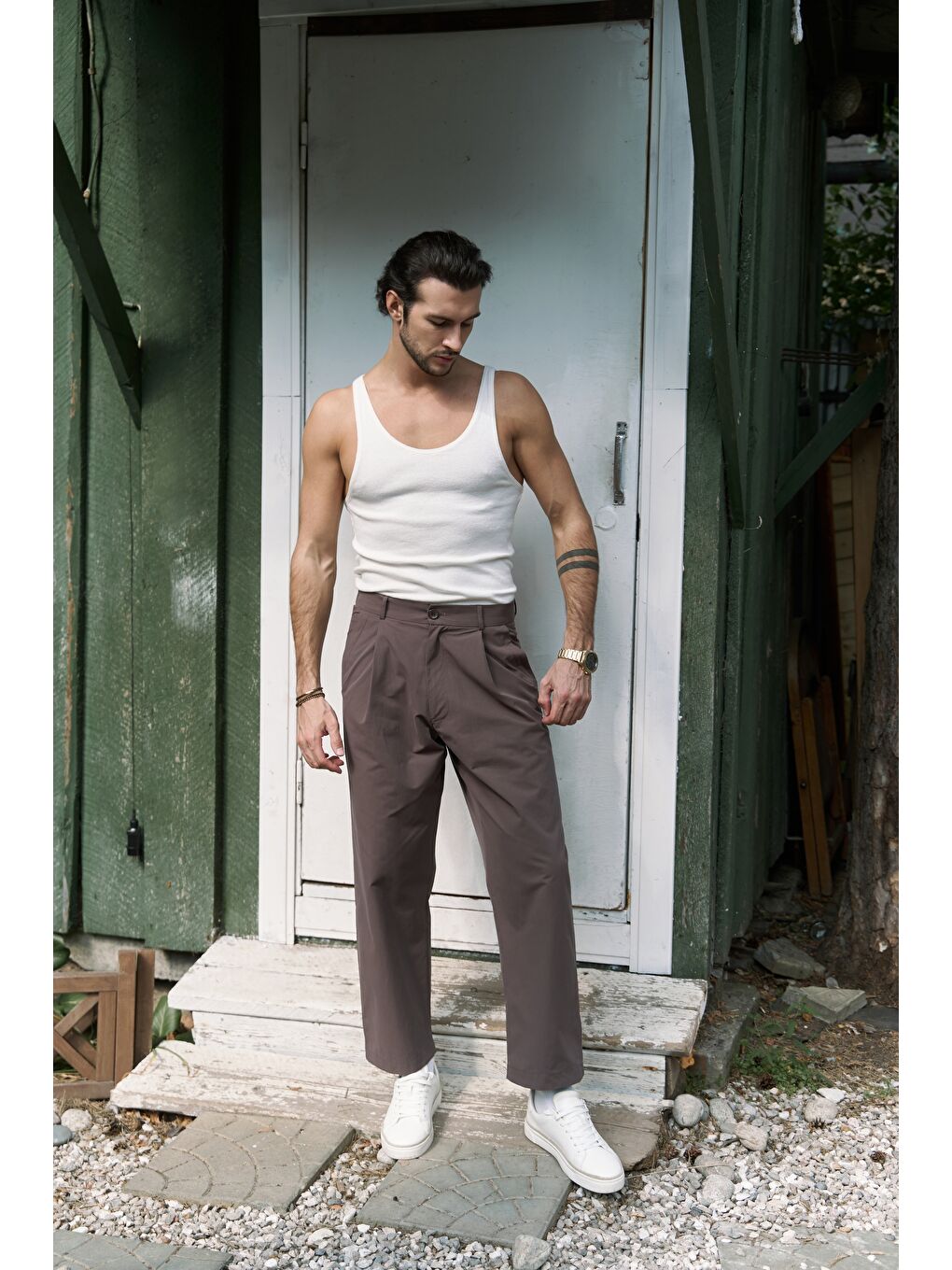 Kahverengi Sergio Düğmeli Kahve Erkek Pantolon