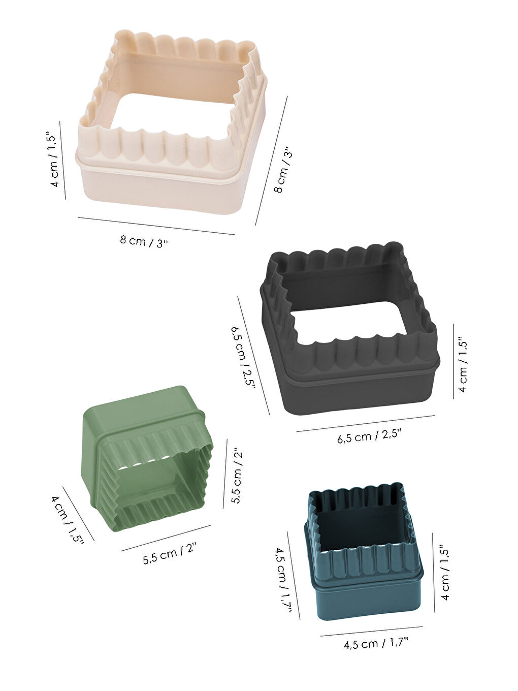 Karışık 4'lü Kare Kurabiye Kalıbı-4