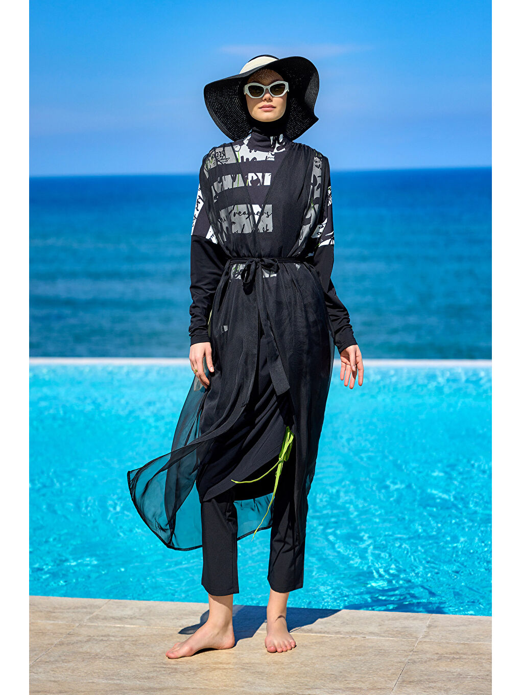 Siyah Pareo Kaftan P2502