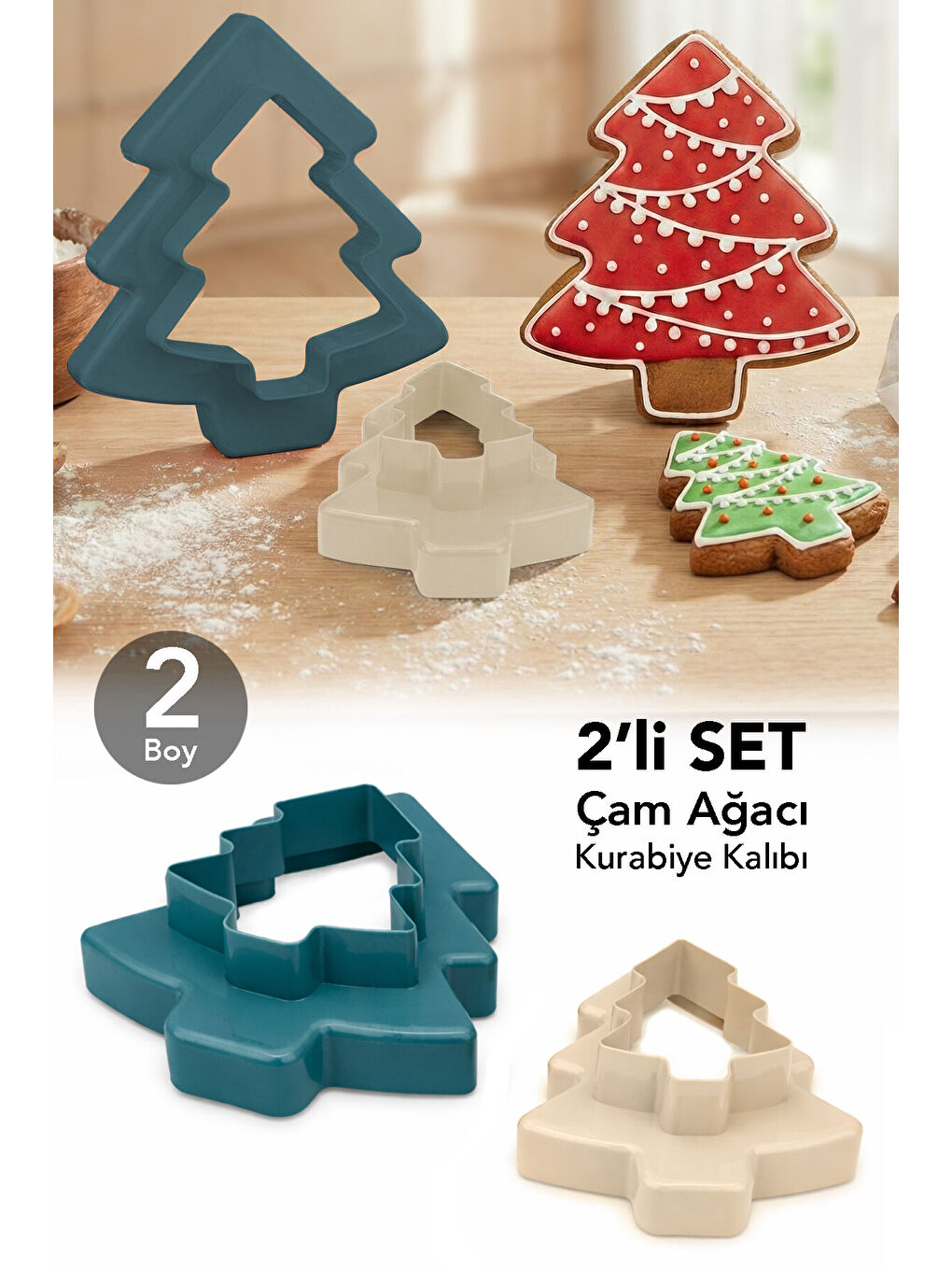 Karışık 2'li Çam Ağacı Kurabiye Kalıbı