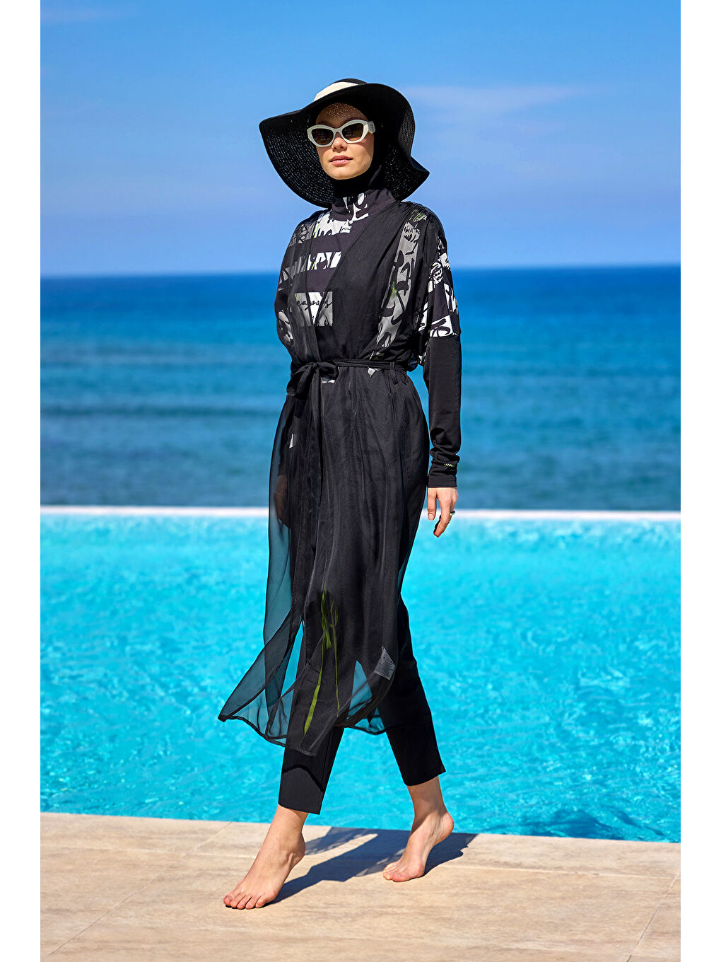 Siyah Pareo Kaftan P2502-1