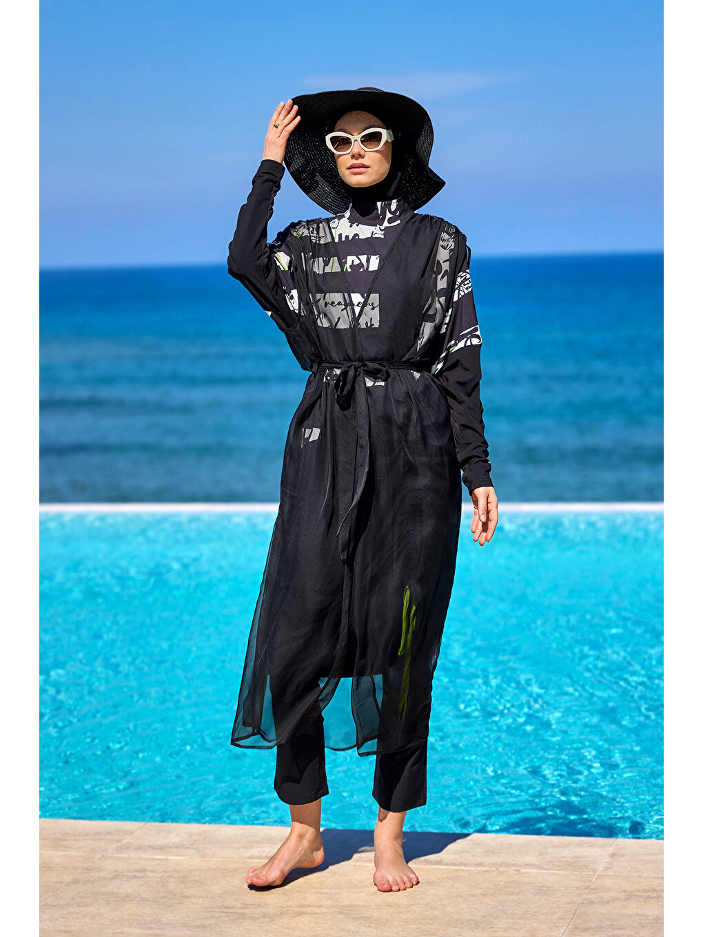 Siyah Pareo Kaftan P2502-2