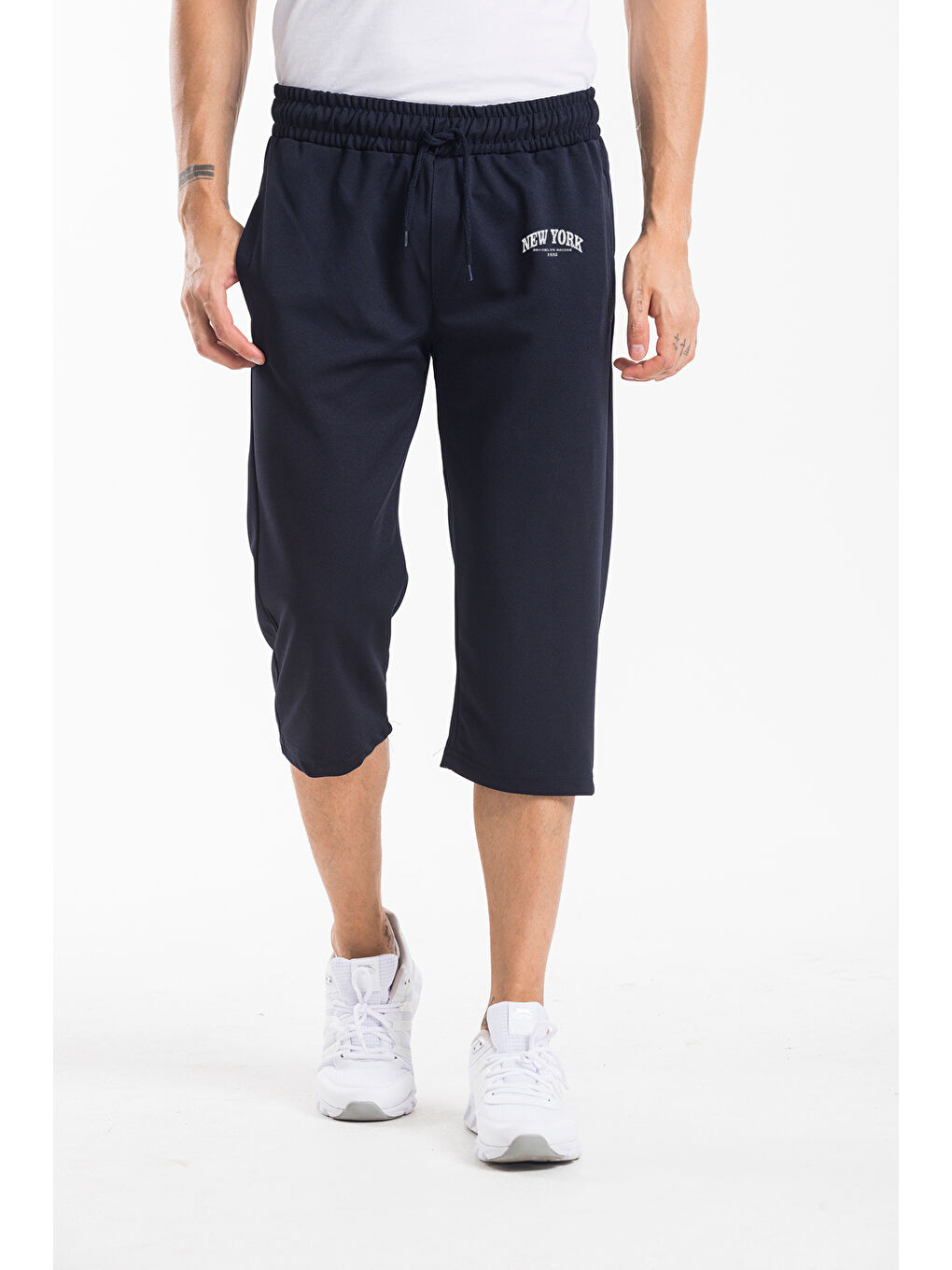 Lacivert Erkek New York Baskılı Uzun Şort SPR25SR081