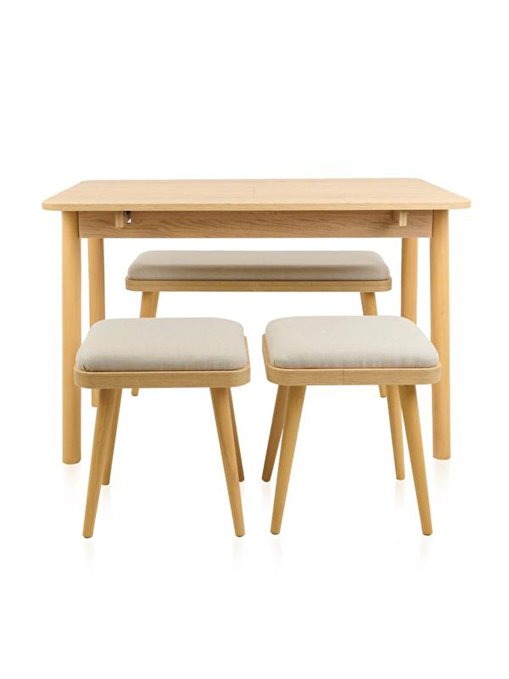 Kahverengi Bono Ortadan Açılır Masa Takımı - Karina Meşe / Krem - 110 cm-2