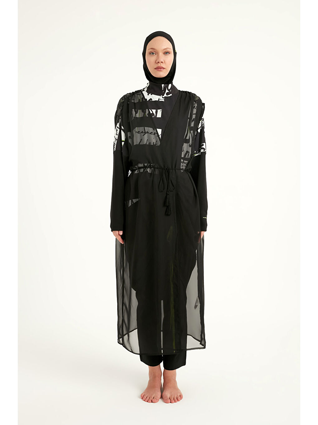 Siyah Pareo Kaftan P2502-4