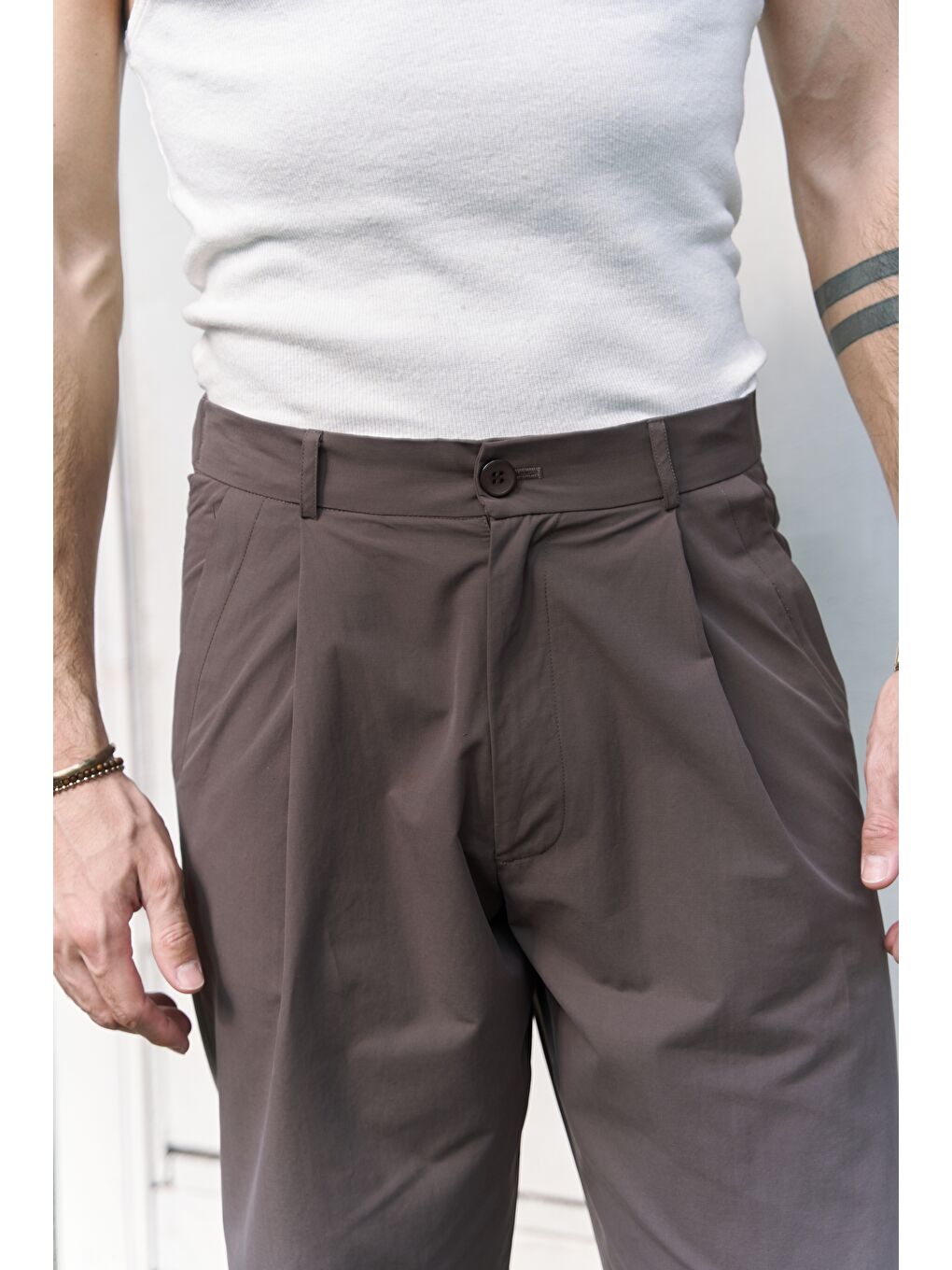 Kahverengi Sergio Düğmeli Kahve Erkek Pantolon-2
