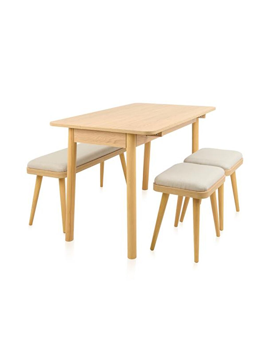 Kahverengi Bono Ortadan Açılır Masa Takımı - Karina Meşe / Krem - 110 cm-7