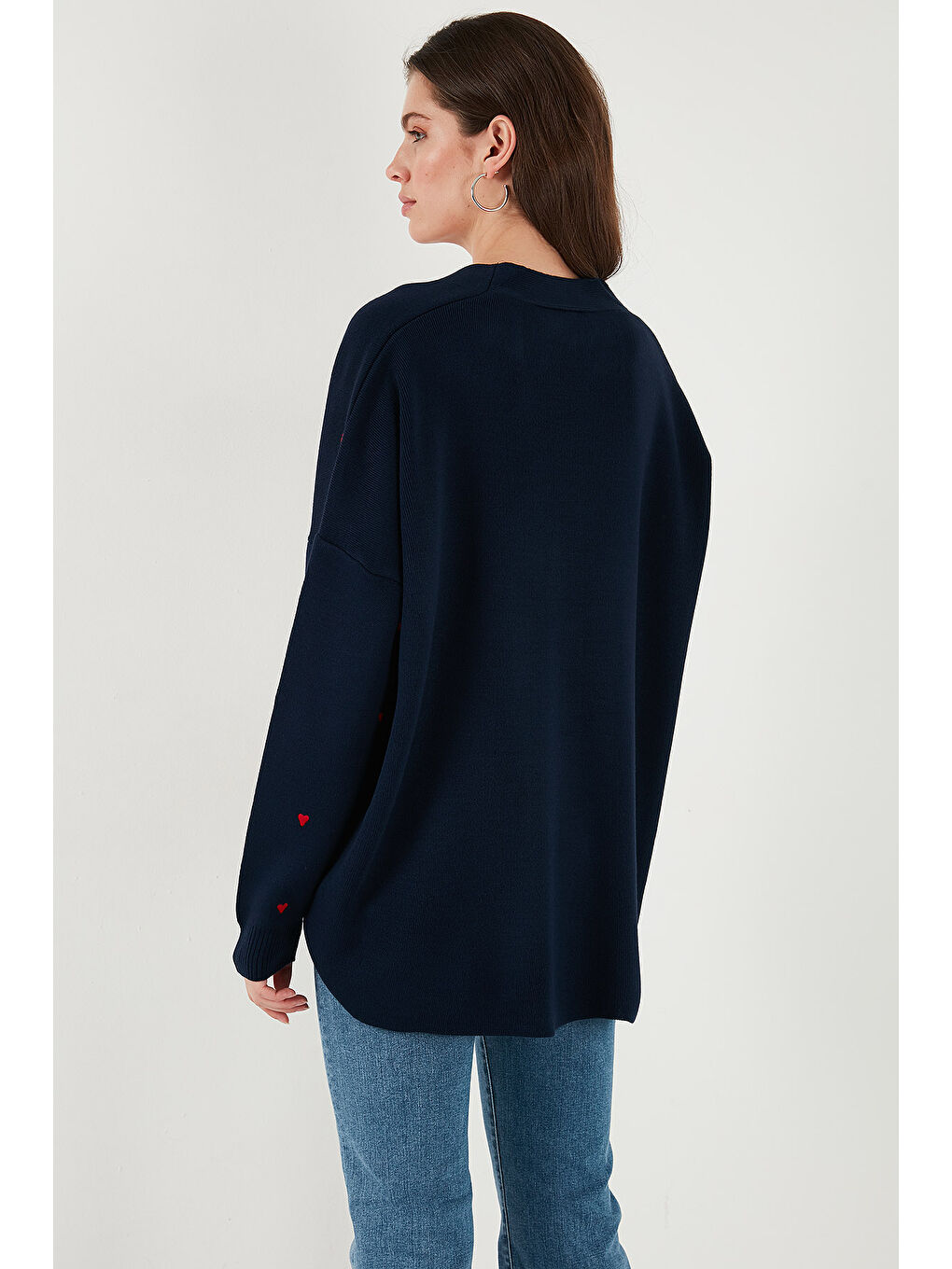 Lacivert Rahat Kesim V Yaka Triko Kadın Hırka 4616190-6