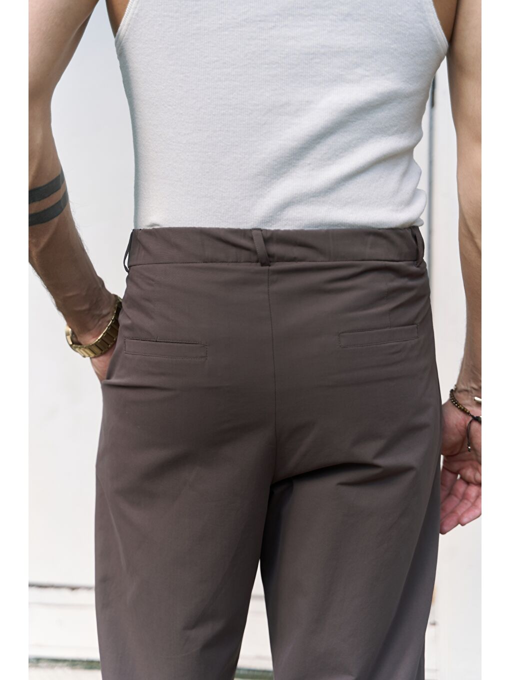 Kahverengi Sergio Düğmeli Kahve Erkek Pantolon-3