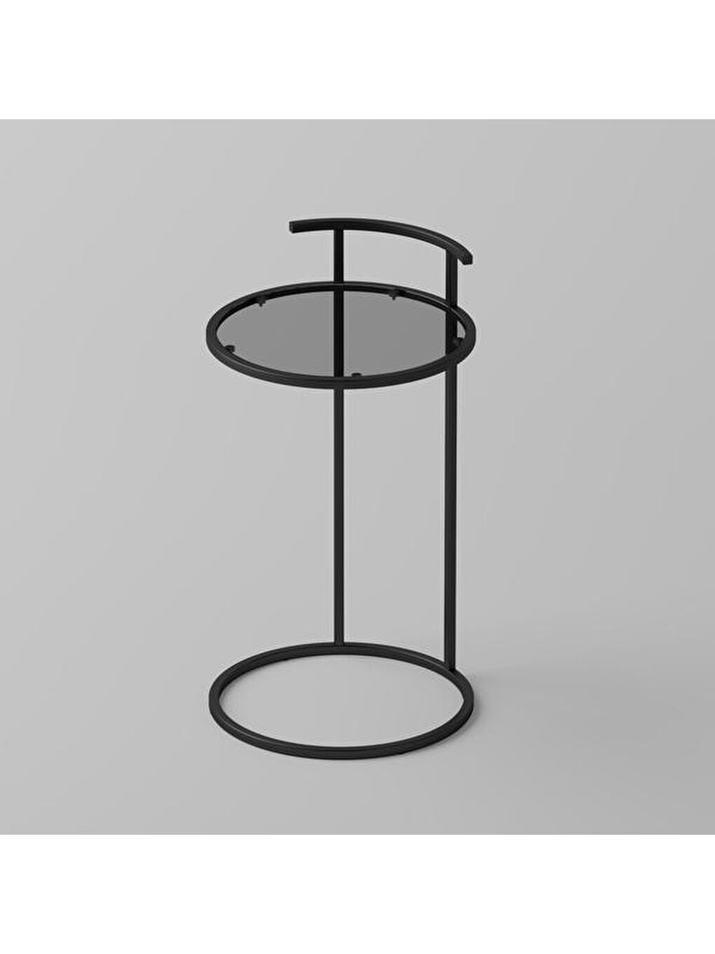 Simi Camlı Yuvarlak C Sehpa - Siyah - 40 cm-3