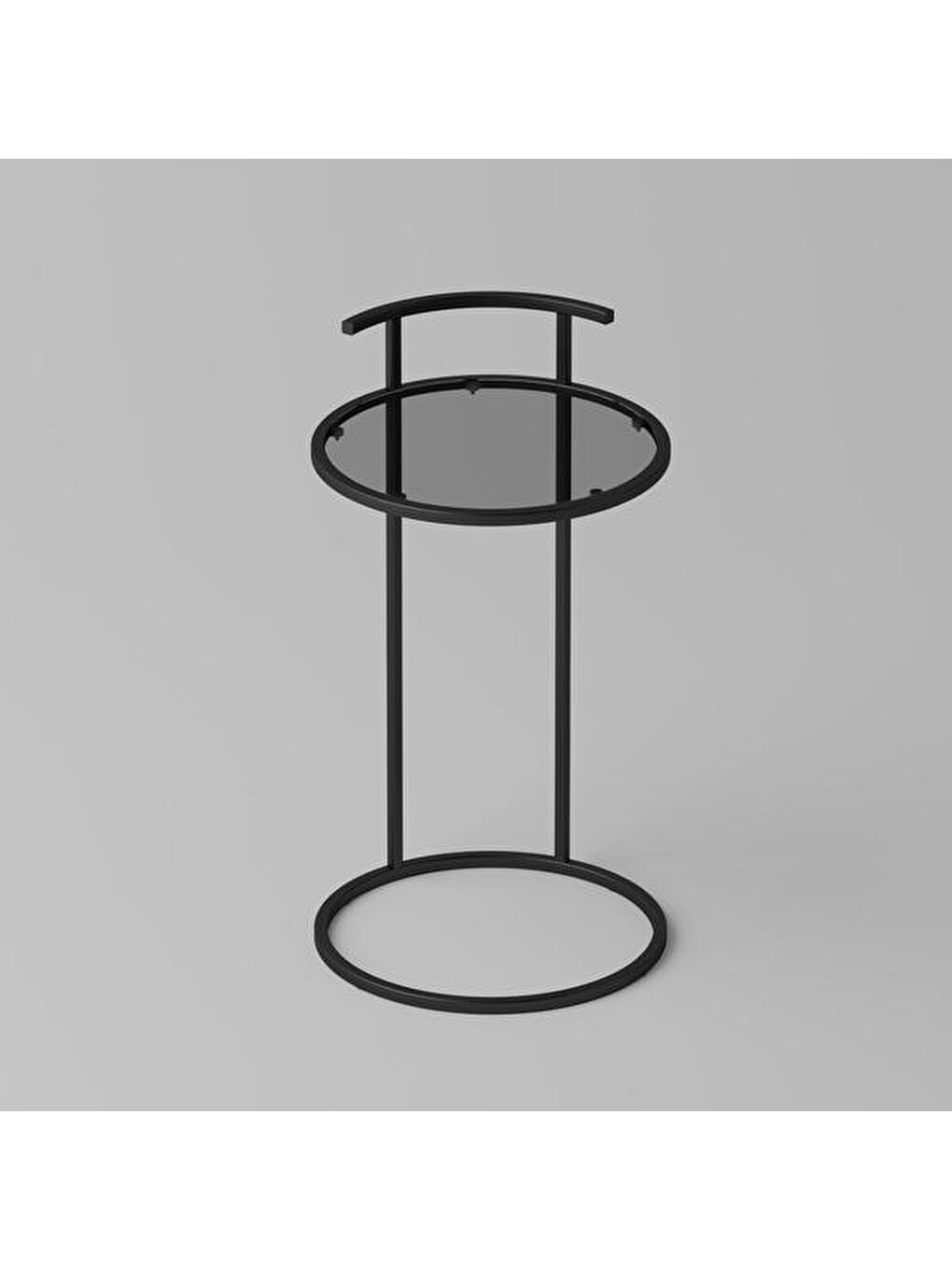 Simi Camlı Yuvarlak C Sehpa - Siyah - 40 cm-4