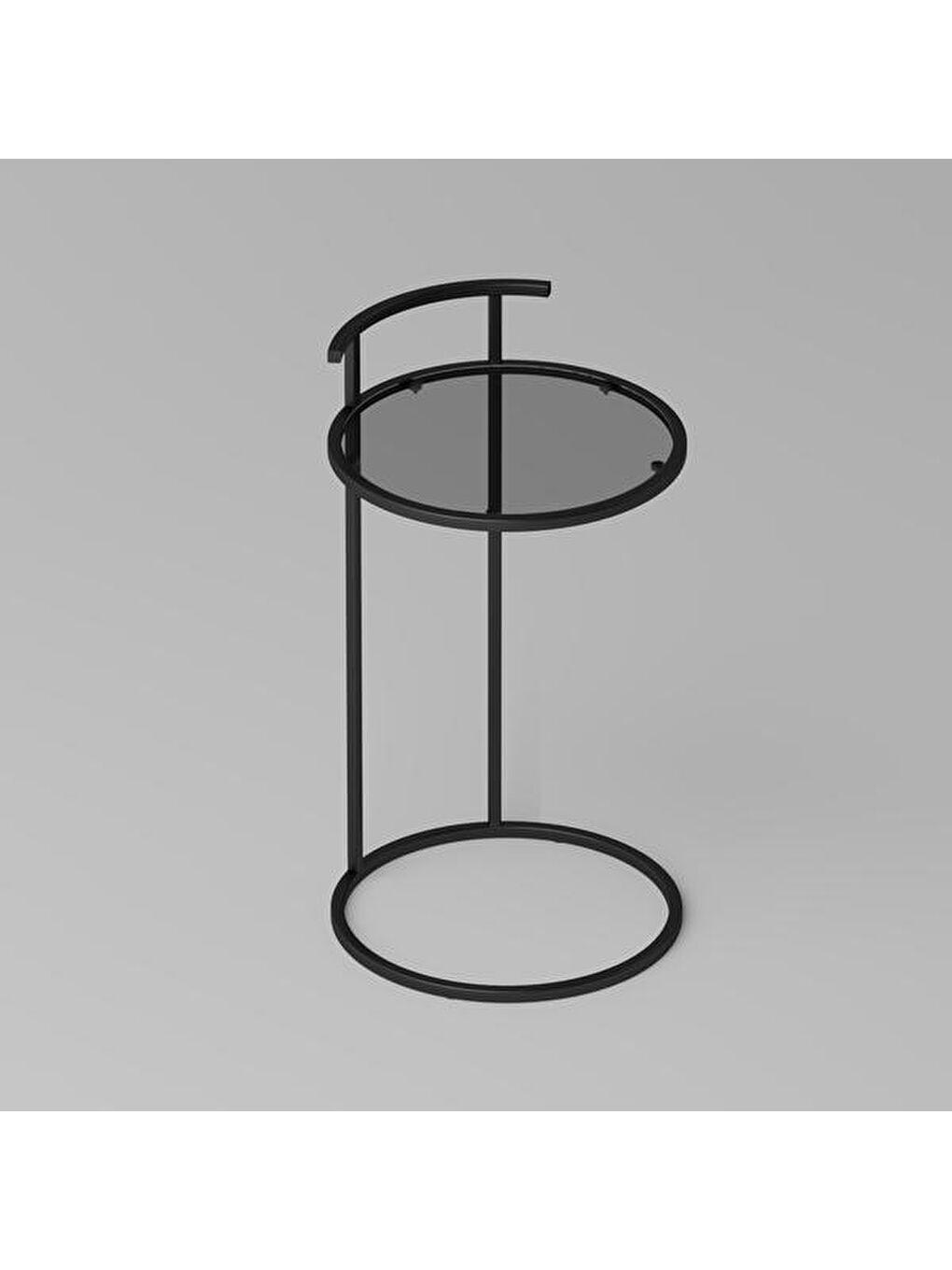 Simi Camlı Yuvarlak C Sehpa - Siyah - 40 cm-5
