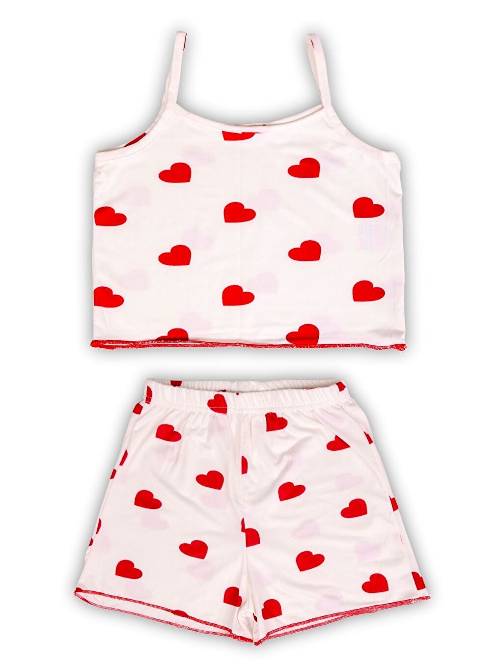Kırmızı Kız Çocuk Askılı-Şortlu Yazlık 2'li Pijama Takımı-4