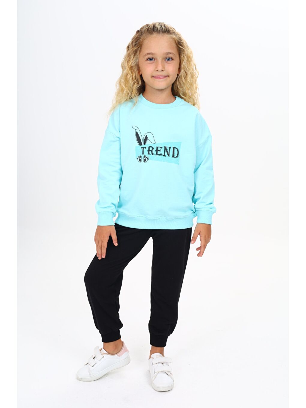 Turkuaz Kız Çocuk Baskılı Eşofman Takım