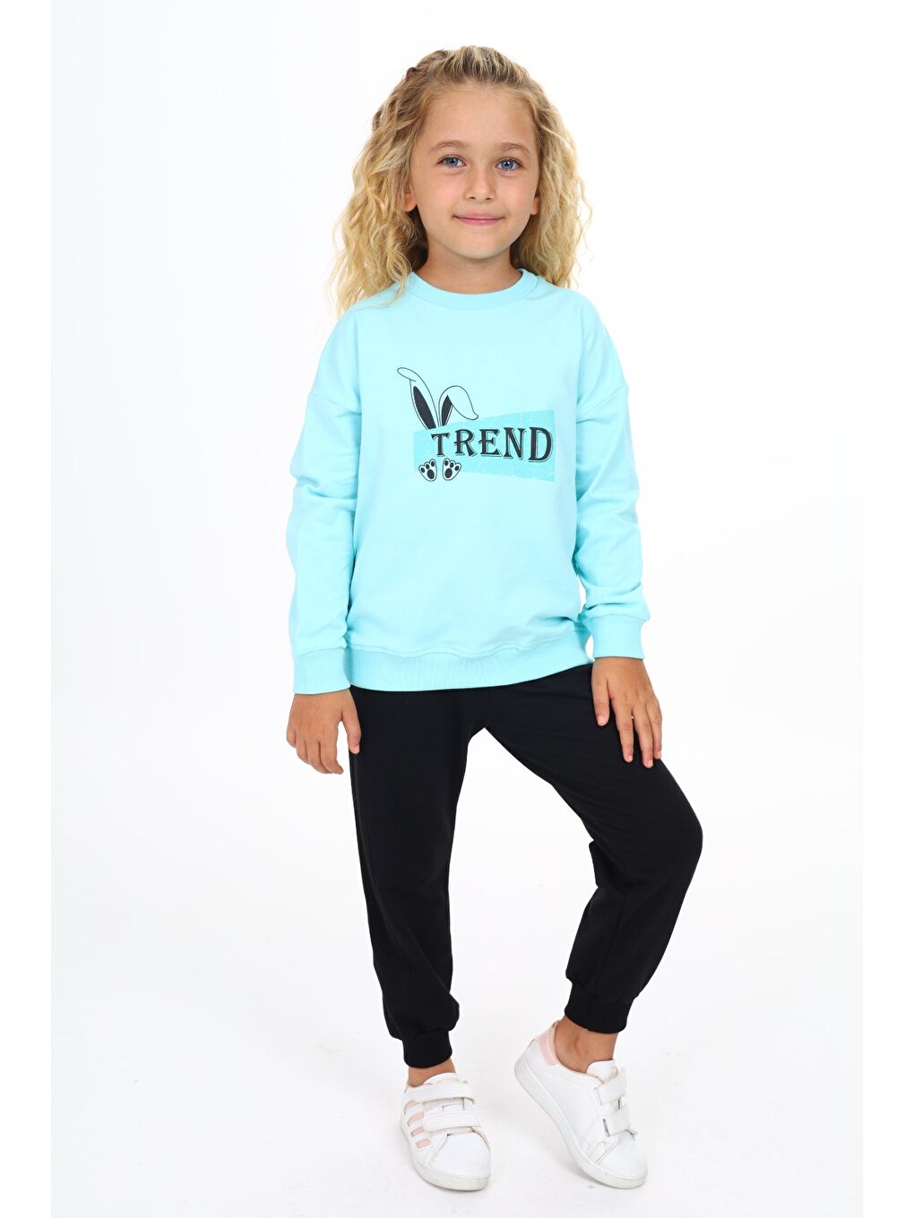 Turkuaz Kız Çocuk Baskılı Eşofman Takım-3