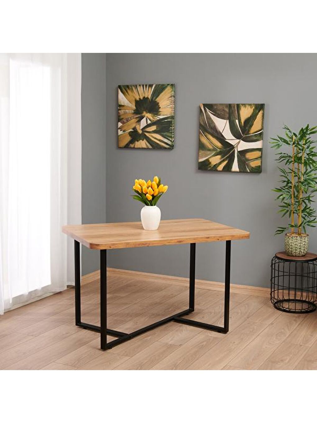 Kahverengi Lotus Metal Ayaklı Masa - Legnano-5