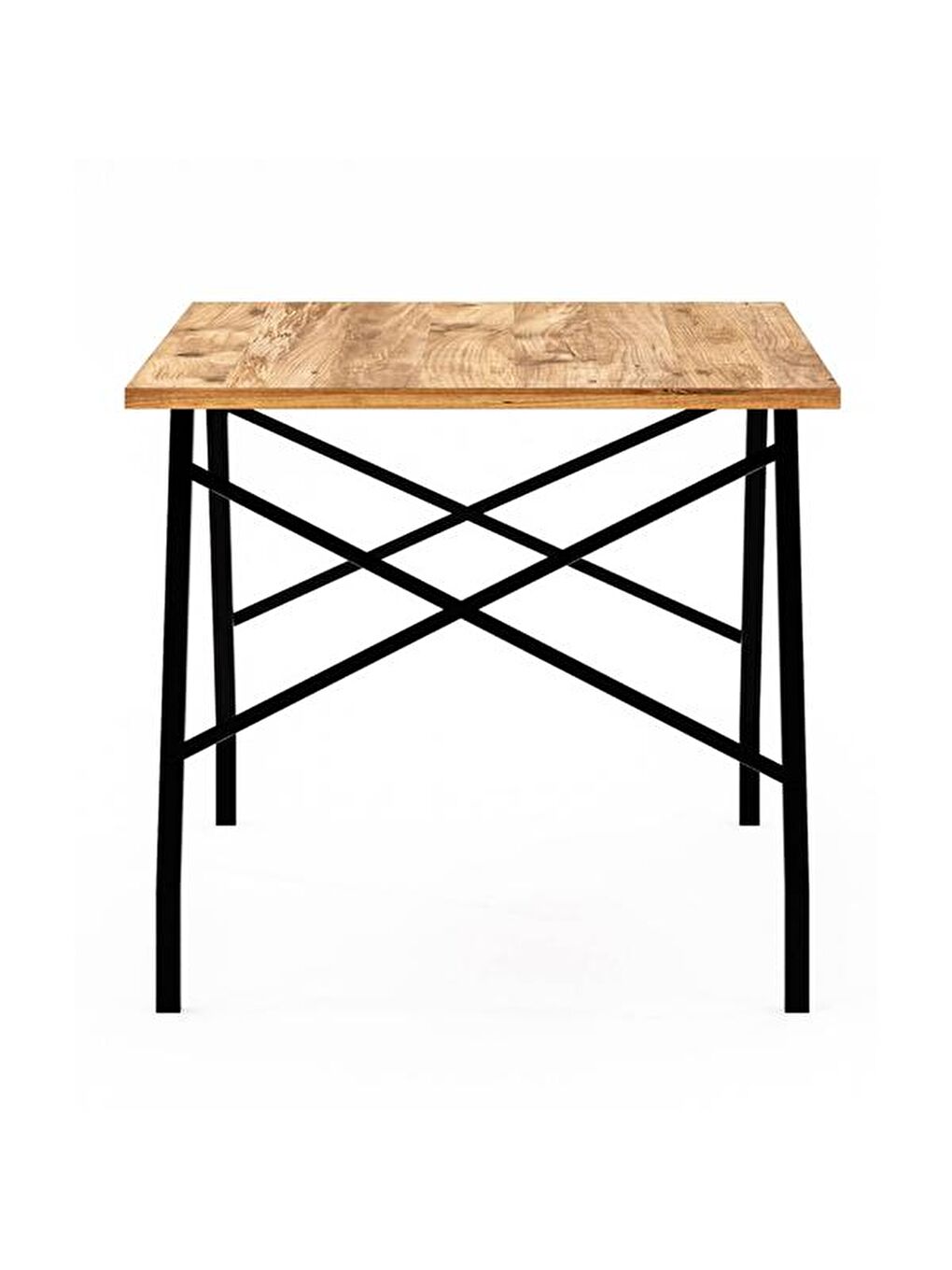 Kahverengi Metal Ayaklı Orta Sehpa - Atlantik Çam - 46x44x90 cm-4