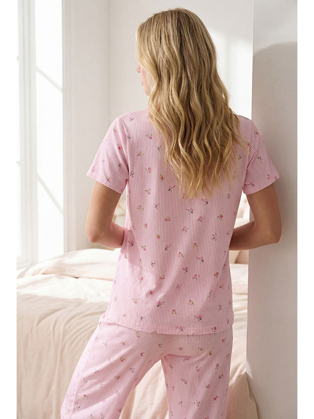 Pembe Umbrella Önden Düğmeli Pijama Takımı-2